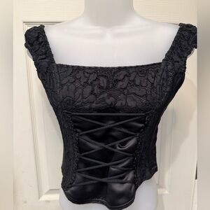 VTG Cadolle Creation Paris Black Lace Bustier Corset Top